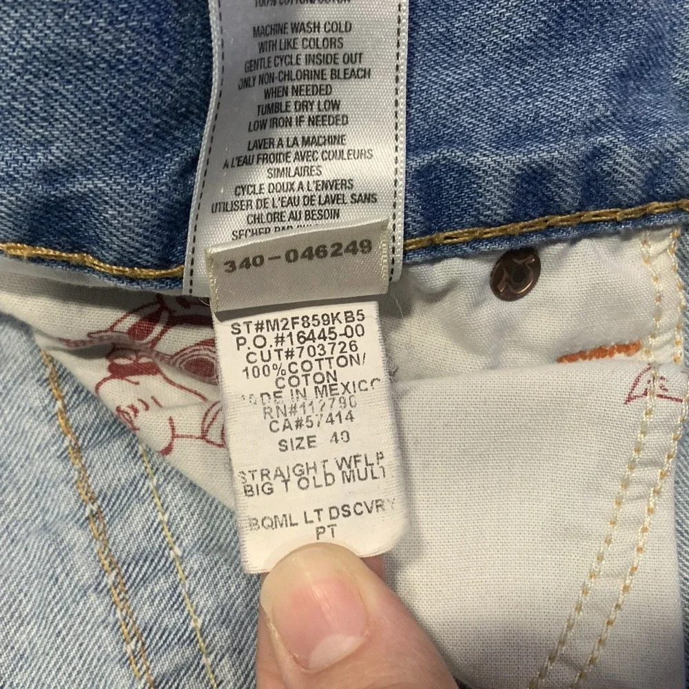 True Religion Big T World Tour Men's Straight Mid Rise Blue Denim Jeans 40x33